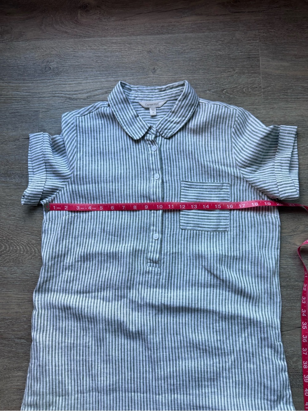 Garnet Hill Green and White Striped Popover Shirtdress size Small - Picture 10 of 12
